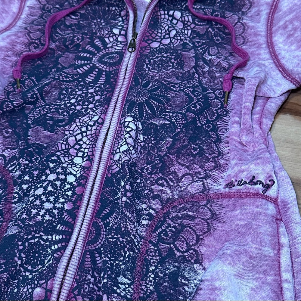 Billabong Vintage Y2K Purple Lace Geometric Burnout Hoodie - Picture 5 of 16